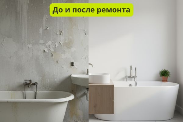 До и после ремонта ванной фото